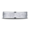 6mm 14K White Gold Hammered Benchmark Wedding Band thumb 1