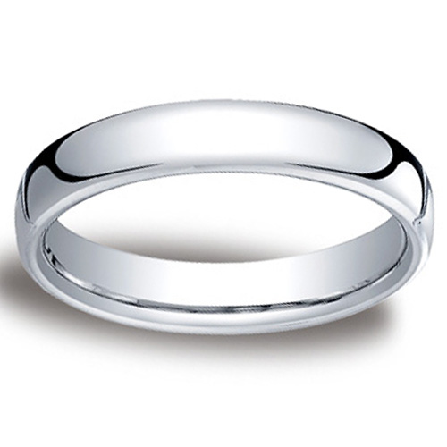 4.5mm Euro Comfort-Fit Flat Classic Wedding Band - 14K, 18K White Gold Slide 0