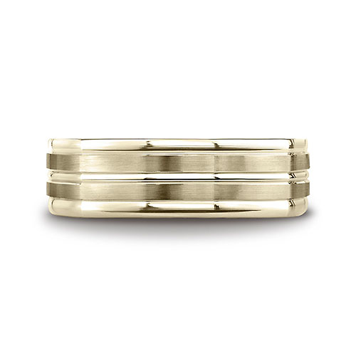 7mm 14K Yellow Gold Four Sided Center Cut Benchmark Wedding Band Slide 1