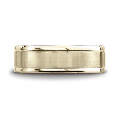 7mm 14K Yellow Gold Four Sided Benchmark Wedding Band Slide 1