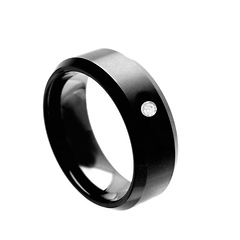 8mm Black Cobalt Wedding Band with Diamond Accent