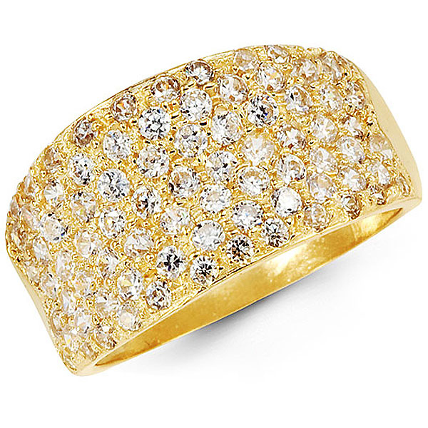 14K Yellow Gold Pave CZ Cocktail Ring Slide 0