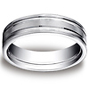 6mm Flat Striped Comfort Fit 14K White Gold Benchmark Wedding Ring thumb 0