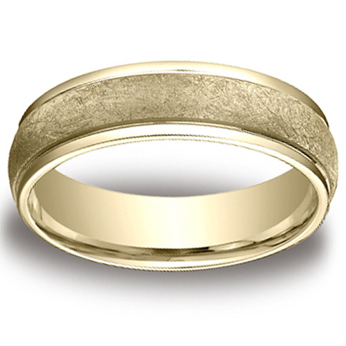 14k 6mm Yellow Gold Satin Wedding Ring Slide 0