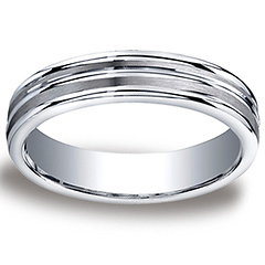 5mm Argentium Silver Satin Double Groove Benchmark Wedding Band