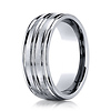 8mm 14K White Gold Center Groove Satin Finish Benchmark Wedding Band thumb 0