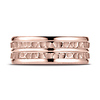 7.5mm 14K Rose Gold Double Hammered Center Benchmark Wedding Band thumb 1