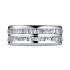 7.5mm 14K White Gold Double Hammered Center Benchmark Wedding Band thumb 1