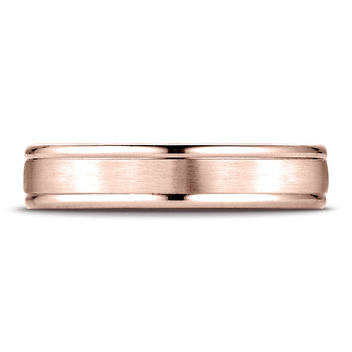 4mm 14K Rose Gold Satin Finished Benchmark Wedding Band Slide 1