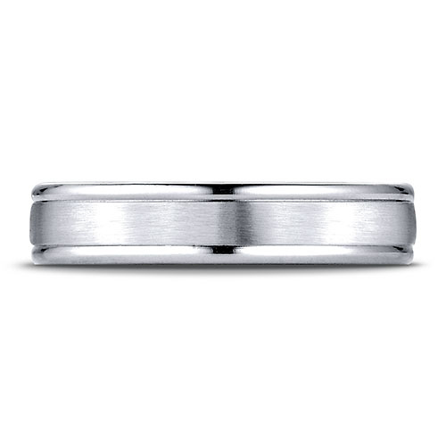 4mm 14K White Gold Satin Finished Benchmark Wedding Band Slide 1