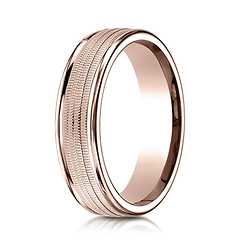 6mm 14K Rose Gold Milgrain Centered Benchmark Wedding Band