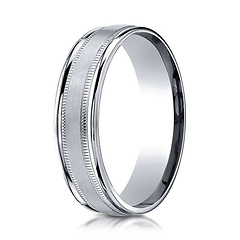 6mm 14K White Gold Milgrain Benchmark Wedding Ring