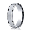6mm 14K White Gold Satin Finish High Polished Benchmark Wedding Ring thumb 0