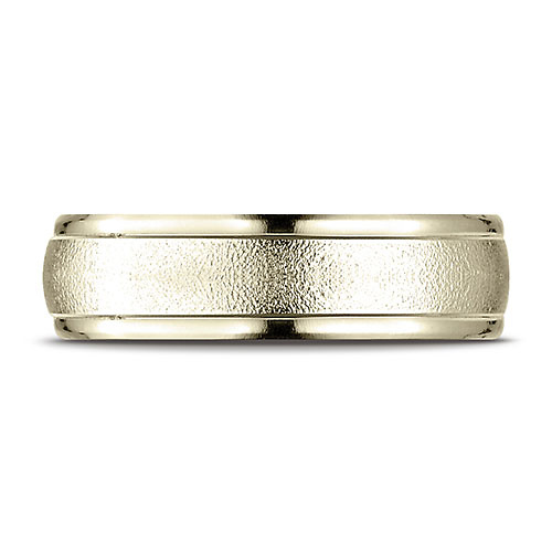 6mm 14K Yellow Gold Wired Finished Benchmark Wedding Band Slide 1
