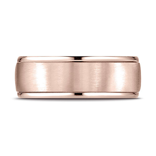 8mm 14K Rose Gold Satin Finish Benchmark Wedding Ring Slide 1