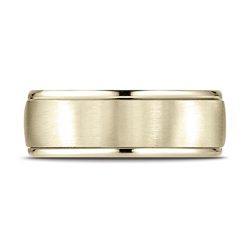 8mm 14K Yellow Gold Satin Finish Benchmark Wedding Ring Slide 1