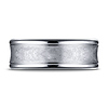 7.5mm 14K White Gold Swirled Finish Benchmark Wedding Band thumb 1