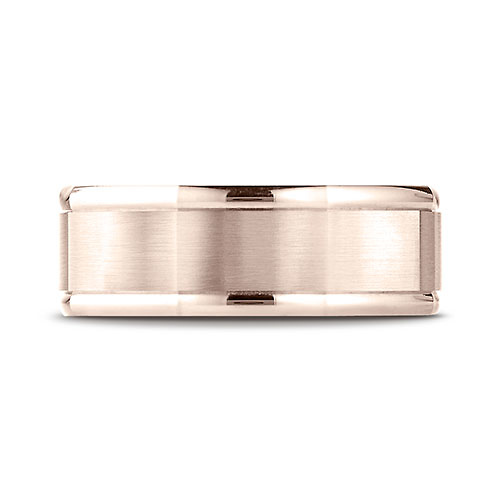 8mm 14K Rose Gold Octagonal Satin Finish Benchmark Wedding Band Slide 1