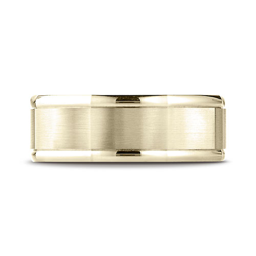8mm 14K Yellow Gold Octagonal Satin Finish Benchmark Wedding Band Slide 1