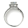 Reverse Split Shank Pave Halo 1-CT Round CZ Wedding Ring Set in 14K White Gold thumb 3