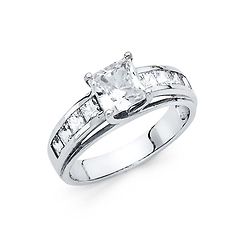 1.25-CT Princess-Cut Trellis & Channel-Set CZ Wedding Ring in 14K White Gold