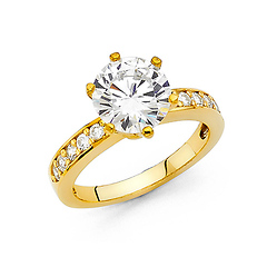 2.75-CT Round-Cut 6-Prong & Pave CZ Engagement Ring in 14K Yellow Gold