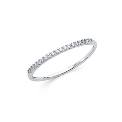 18-Stone Round-Cut CZ Wedding Band in 14K White Gold