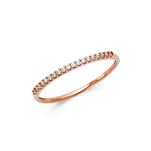 18-Stone Round-Cut CZ Wedding Band in 14K Rose Gold Slide 0