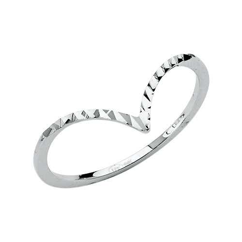 Diamond-Cut Contour Ring in 14K White Gold Solid Slide 0