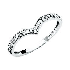 Pave CZ Contour Ring in 14K White Gold Solid