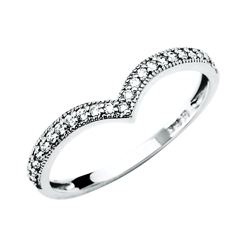 Pave CZ Contour Ring in 14K White Gold Solid Slide 0