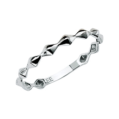 Bicone Beaded Ring in 14K White Gold Solid