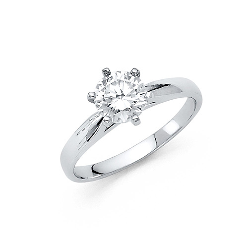 1.25 CT Round-Cut Peg Head Cathedral CZ Engagement Ring in 14K White Gold Slide 0