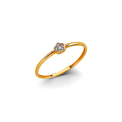Mini CZ Flower Ring in 14K Yellow Gold Solid