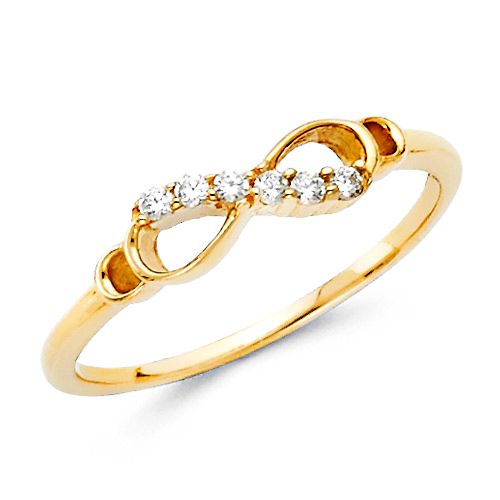 Sparkling Semi-Lined CZ Infinity Ring in  14K Yellow Gold Slide 3