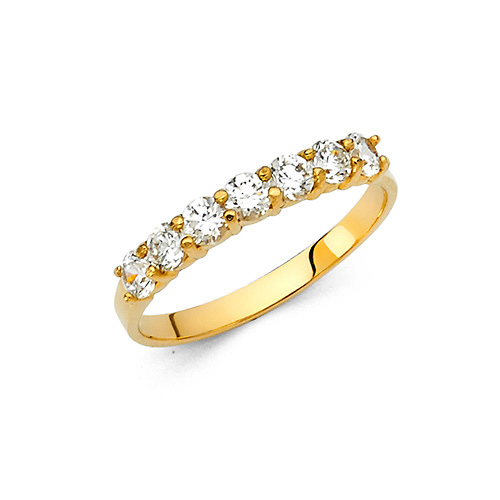2mm 7-Stone CZ Wedding Band in 14K Yellow Gold Slide 0