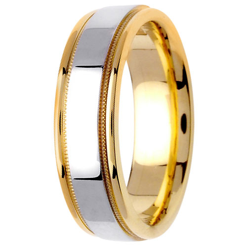 6.5mm Milgrain 14K Two Tone Gold Band Slide 2