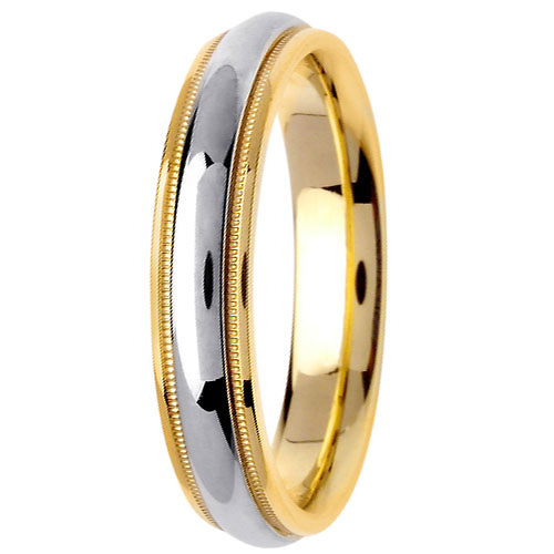 4.5mm Domed Milgrain 14K Two-Tone Gold Wedding Ring Slide 2