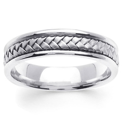 5.5mm Modern Hand-Woven Braided Wedding Band in 14K White Gold