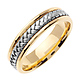 5.5mm Modern Handmade White Braided Wedding Band - 14K Two-Tone Gold thumb 1