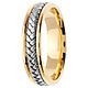 5.5mm Modern Handmade White Braided Wedding Band - 14K Two-Tone Gold thumb 2