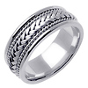 8mm Hand-Woven Rope & Braided Men's Wedding Band - 14K White Gold thumb 1