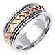 8.5mm Handmade Rope & TriGold Braided Men's Wedding Band - 14K White Gold thumb 1