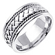 8.5mm Handmade Rope & Flat Woven Men's Wedding Band - 14K White Gold thumb 1