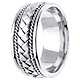 8.5mm Handmade Rope & Flat Woven Men's Wedding Band - 14K White Gold thumb 2