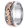 9mm Art Deco Rose Gold Flourish 14K Two Tone Wedding Ring for Men thumb 2