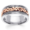 9mm Art Deco Rose Gold Flourish 14K Two Tone Wedding Ring for Men thumb 0