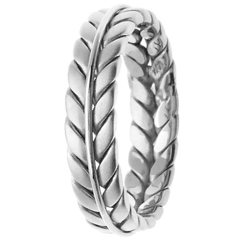 6mm Handmade Wheat Braid Wedding Band - 14K White Gold Slide 2