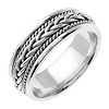 7mm Woven Cord Raised Braided Men's Wedding Band - 14K White Gold thumb 1