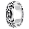 7mm Woven Cord Raised Braided Men's Wedding Band - 14K White Gold thumb 2